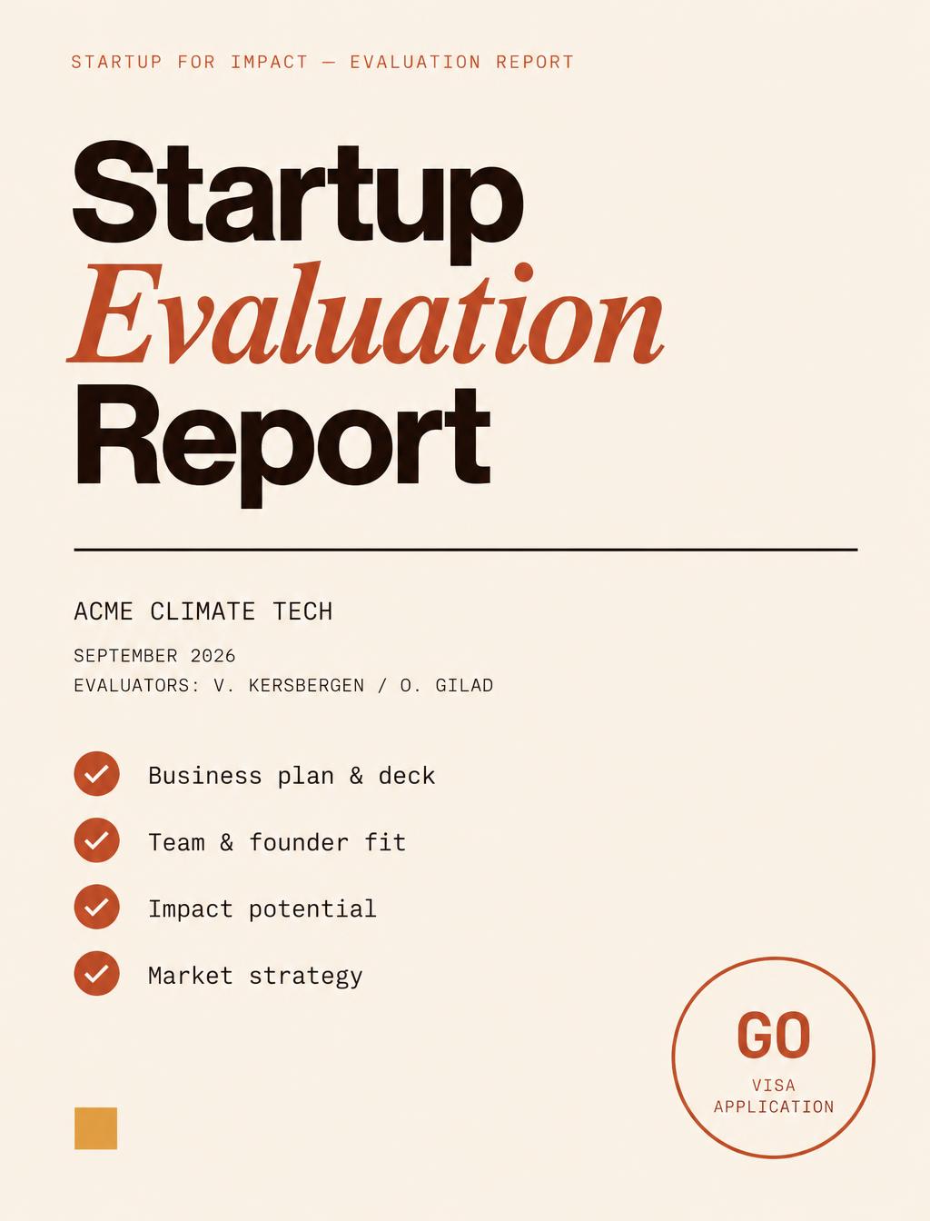 Startup for Impact evaluation report cover